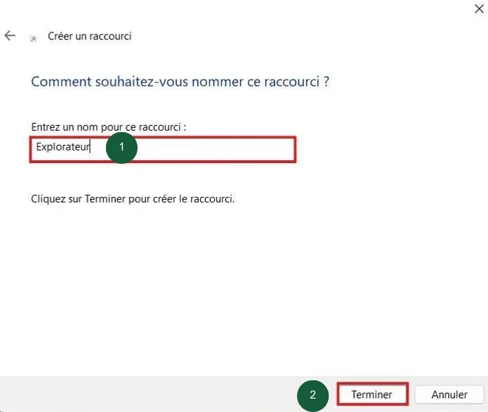 Nommer son raccourci