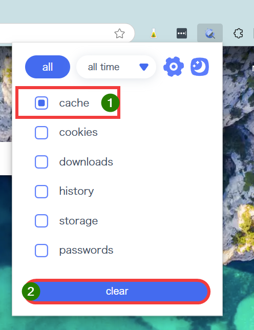 Choisir Cache et faire Clear pour vider cache de Edge