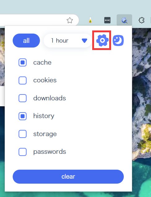 Vider cache Edge, paramètres de clean guru