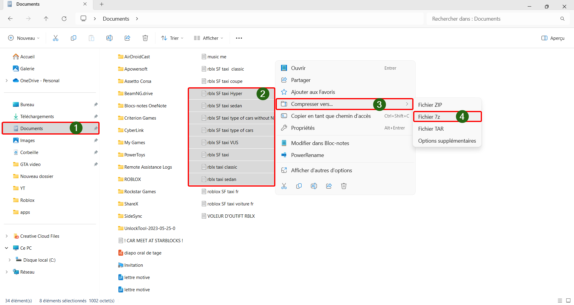 Compression 7z dans explorateur de fichiers Windows