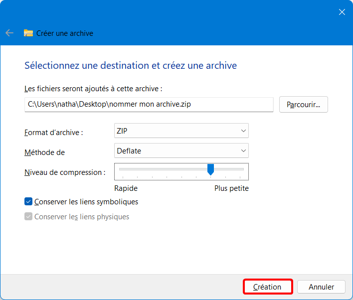 Création d'une archive?