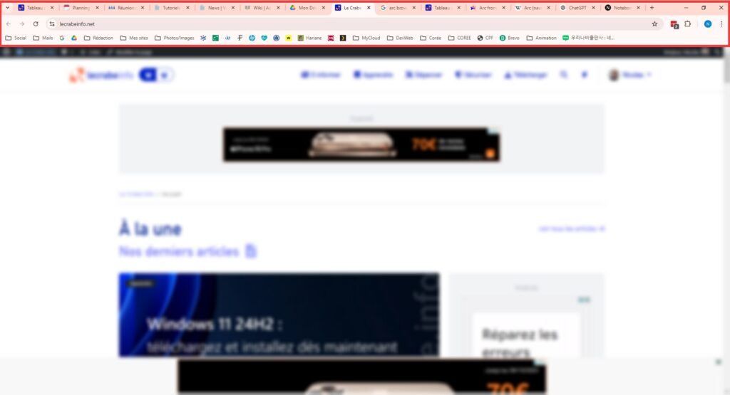 Onglets illisibles sur Firefox ou Chrome (écran 22 pouces)