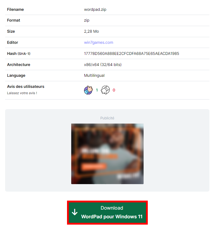 Télécharger WordPad pour Windows 11