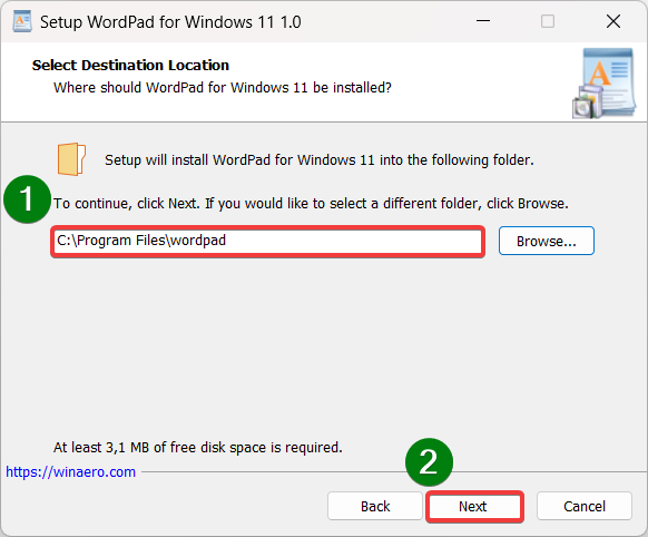 restaurer wordpad-processus fichier zip
