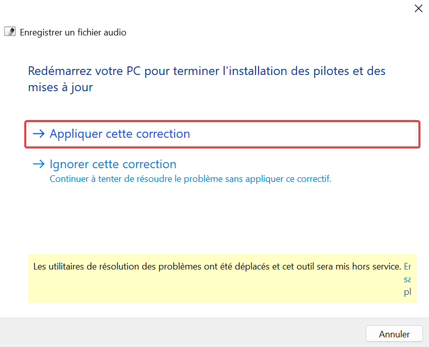 Appliquer les corrections