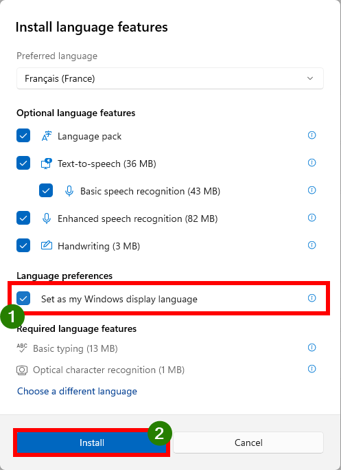 Définir la langue d'affichage de Windows