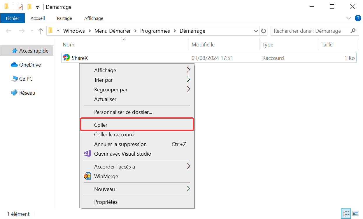 lancer programme au démarrage de Windows 10 _coller
