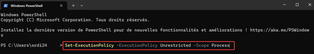 Script d'installation de super god mode collé dans le Terminal