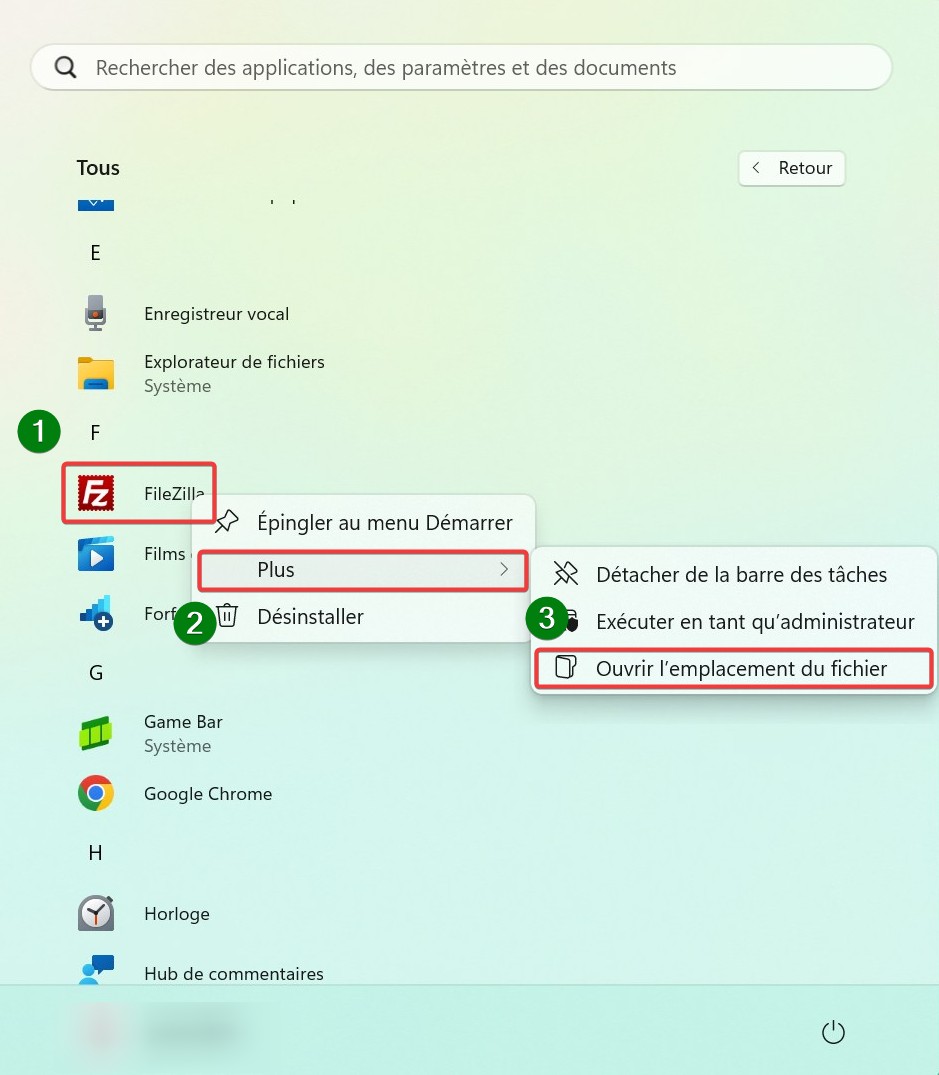lancer un programme au démarrage de Windows 11_ouvrir l'emplacement du fichier