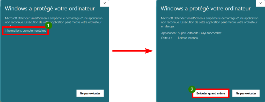 Windows a protégé votre ordinateur, cliquer sur Informations complémentaires et Exécuter quand même