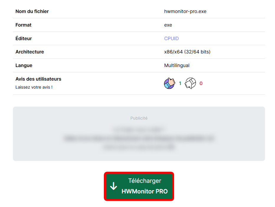 Télécharger HWMonitor Pro