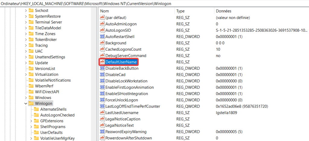 supprimer le mot de passe au démarrage du PC-defaultusername