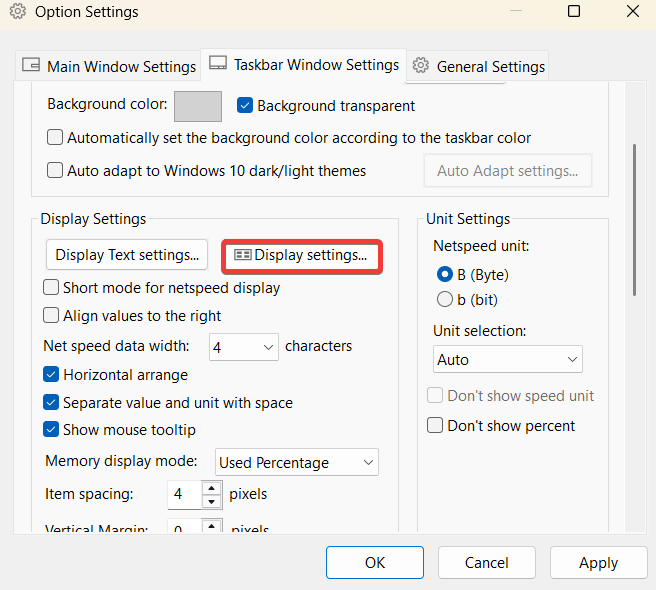 afficher la température du processeur (CPU) dans la barre des tâches-display settings