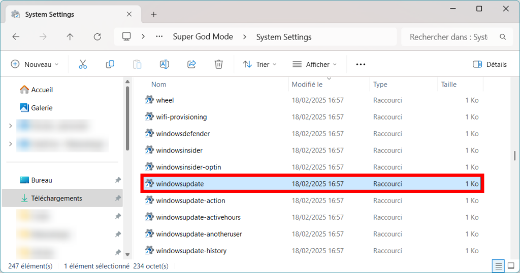 Contenu du répertoire System Settings de super god mode