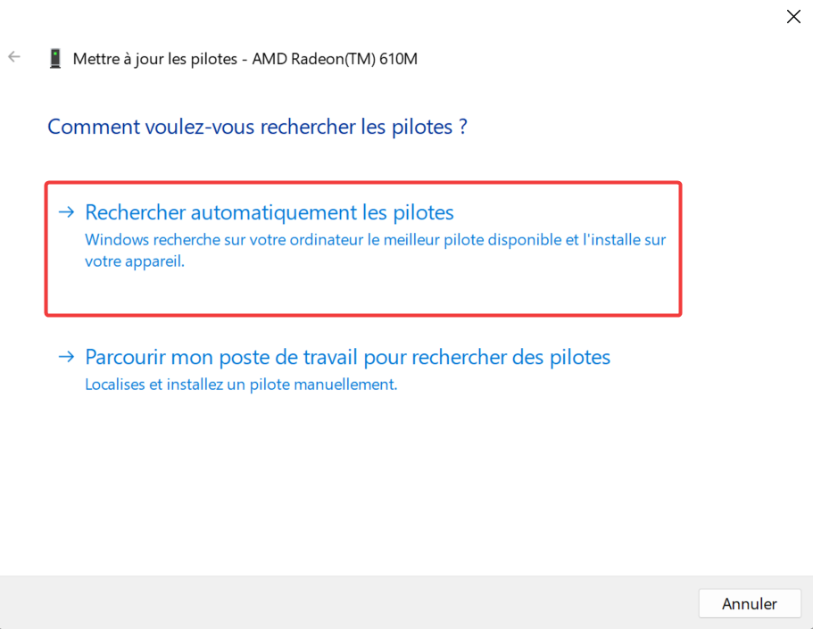 Comment faire les mises à jour sur Windows 11 ? Rechercher automatiquement les pilotes depuis le Gestionnaire de périphérique
