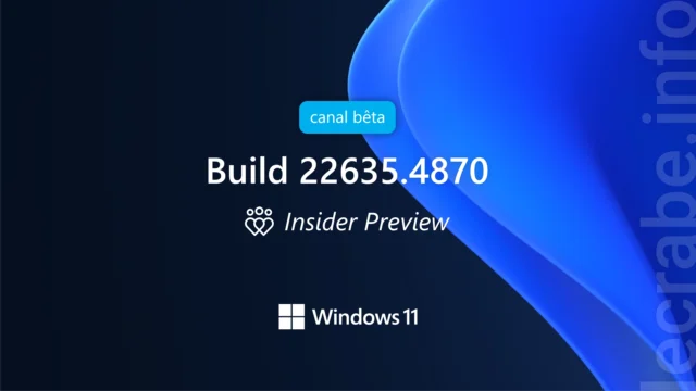 Windows 11, la build 22635.4870 (KB5050087) (bêta) est disponible : quoi de neuf ?