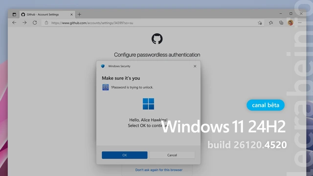 Windows 11 : une intégration native de 1Password pour les clés d’accès (Insider Preview)