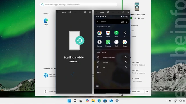 Windows 11 : le menu Démarrer permet maintenant de projeter l’écran de son téléphone Android