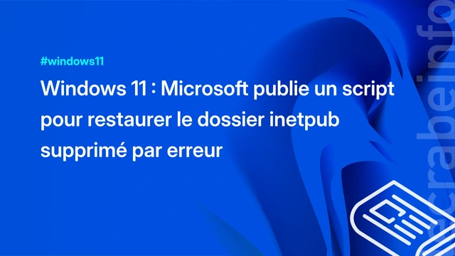 Windows 11 : Microsoft publie un script pour restaurer le dossier inetpub supprimé par erreur