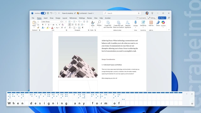 Windows 11 : une visionneuse braille intégrée pour accompagner les utilisateurs malvoyants (Insider Preview)