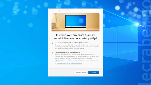 Windows 10 : comment s&rsquo;inscrire au programme ESU (mises à jour de sécurité étendues) ?
