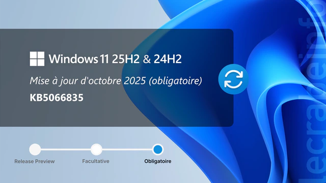 Windows 11 : la mise à jour d&rsquo;octobre 2025 (KB5066835) est disponible, quoi de neuf ?