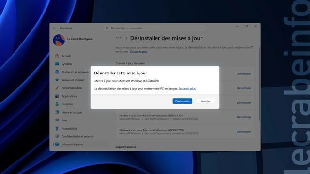 Windows 11 : désinstaller une mise à jour de Windows Update