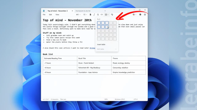 Le Bloc-notes de Windows 11 permet maintenant de créer des tableaux