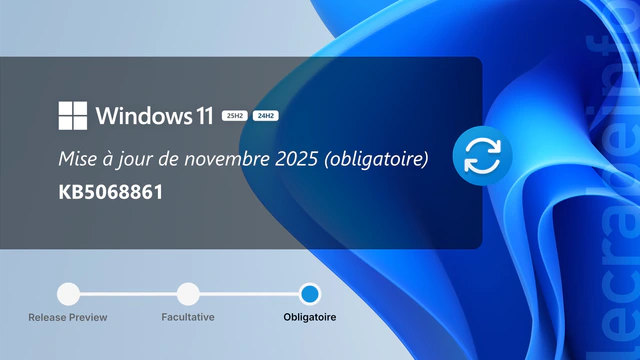 Windows 11 : la mise à jour de novembre 2025 (KB5068861) est disponible, quoi de neuf ?