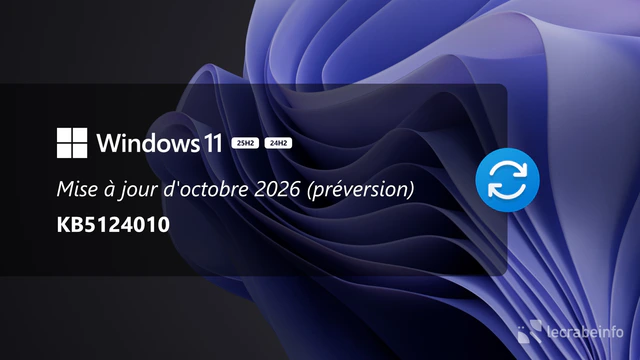 Windows 11 KB5124010 : la mise à jour d&rsquo;octobre 2026 est disponible en préversion, voici ce qu&rsquo;elle apporte